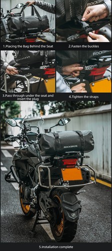 ROCKBROS Waterproof Motorcycle Pannier Tail Bag Travel Rear Seat Luggage Bag - Picture 17 of 25