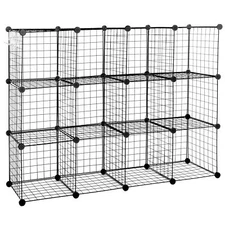 12-Cube Storage Shelf Wire Cube Storage Organizer DIY Closet Cabinet Indoor