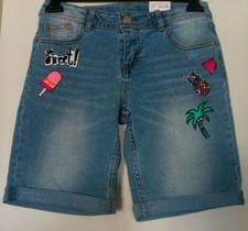 TOTAL GIRL 'Tropical Patches' Bermuda Shorts 5 Pkt Adj Waist Size 12R NWT FREE
