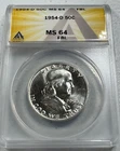 1954-D  Franklin US Half Dollar,   MS64 by ANACS,   FBL,   SUPERB looking coin!!