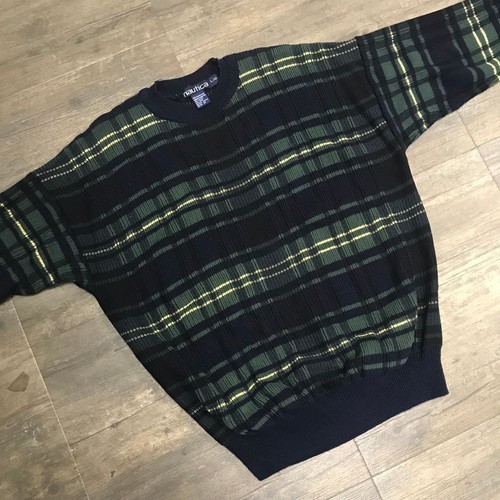 Nautica, Vintage Nautica Scottish Tartan Plaid Crewneck Sweater Men Size Large Cotton