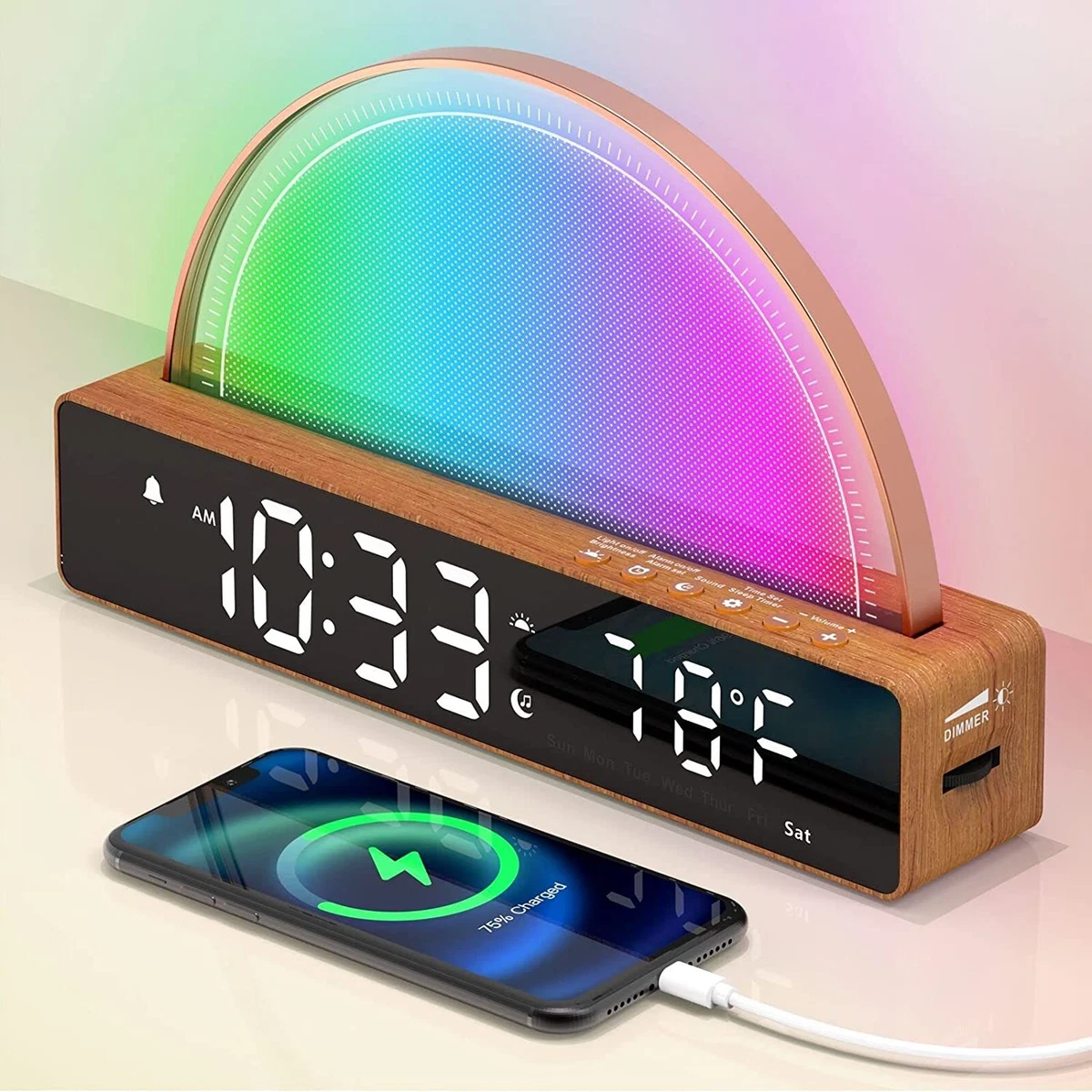 Sunrise Alarm Clock, Wake Up Light with Touch Wood | eBay