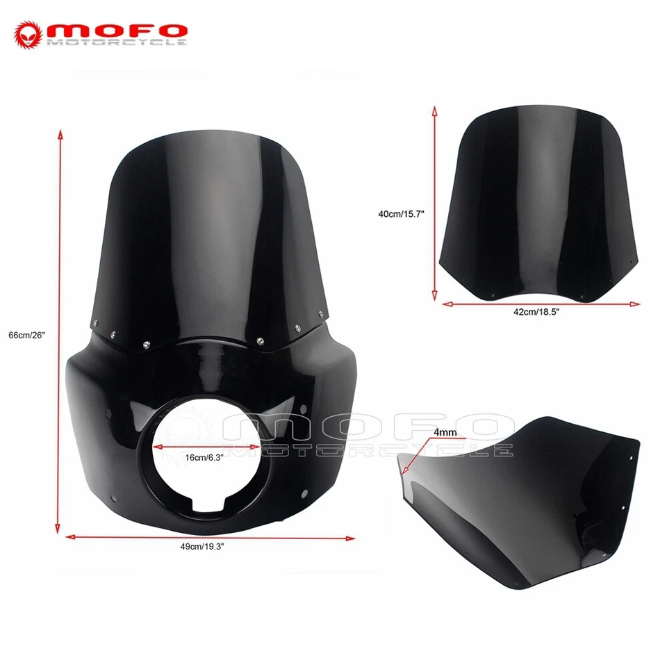 5 3/4" Headlight Fairing Windshield For Harley Sportster 1200 Nightster XL1200N - Image 2 of 4