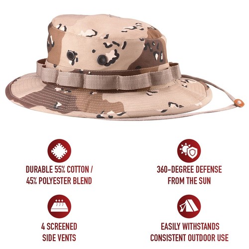 Desert Storm Chocolate Chip Camo Boonie Hat Vented Fitted Ripstop Rothco 5814 - Picture 2 of 2