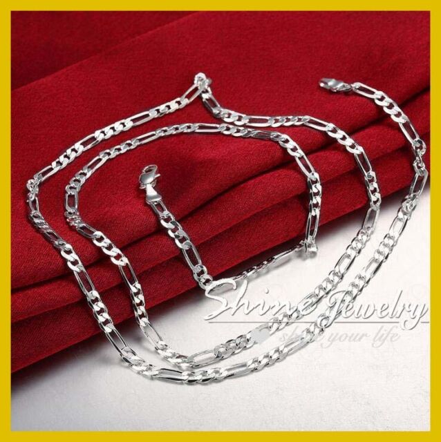 925 STERLING SILVER FILLED MENS LADY DIAMOND CUT FIGARO CURB RING CHAIN NECKLACE 925 STERLING SILVER FILLED MENS LADY DIAMOND CUT FIGARO CURB RING CHAIN NECKLACE