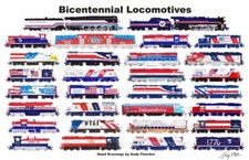Bicentennial Locomotives  11"x17" Horizontal Poster Andy Fletcher signed