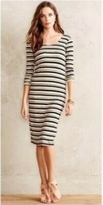 Dolan Prita Striped Midi Dress Size Small Neutral Motif Anthropologie Scoopneck