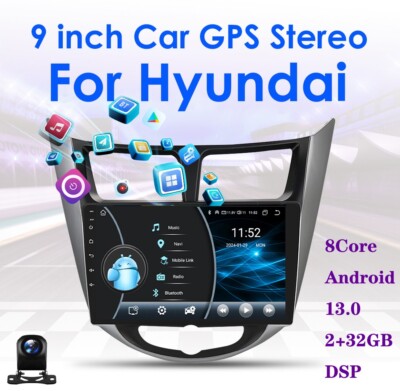 For 2010-16 Hyundai Accent Wifi Apple Carplay Radio 8~Core Android 13 BT GPS CAM