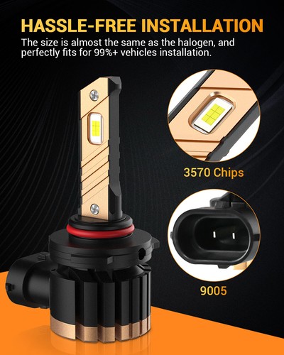 AUXBEAM 9005 9006 LED Bulbs Headlight Kit 6500K High Low Beam Super White Bright - Picture 7 of 12