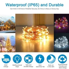 100 LEDs Solar powered Operated Mini LED Copper Wire String lights