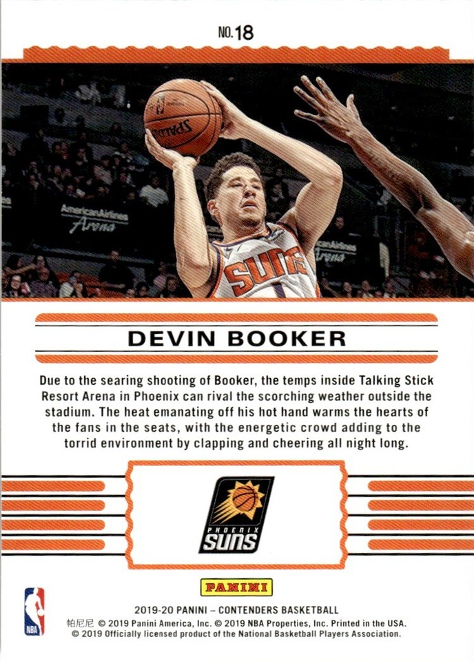 2019-20 Panini Contenders Front Row Seat Devin Booker Phoenix Suns #18 ...