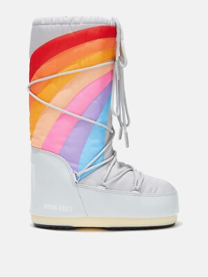 $360 NEW Technica Original Moon Boot ICON RAINBOW GREY NYLON US 4.5 / 7