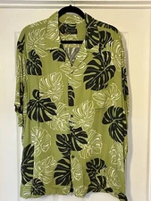 Island Aloha Wear Men’s Sz 2XL S/S Rayon Leaf Print Shirt 