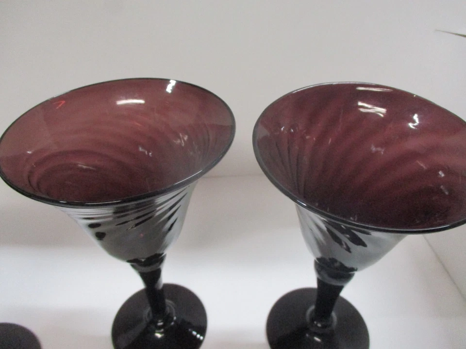 4 copas de vidrio amatista púrpura vintage de 6,75" de alto Foto 4 de 4