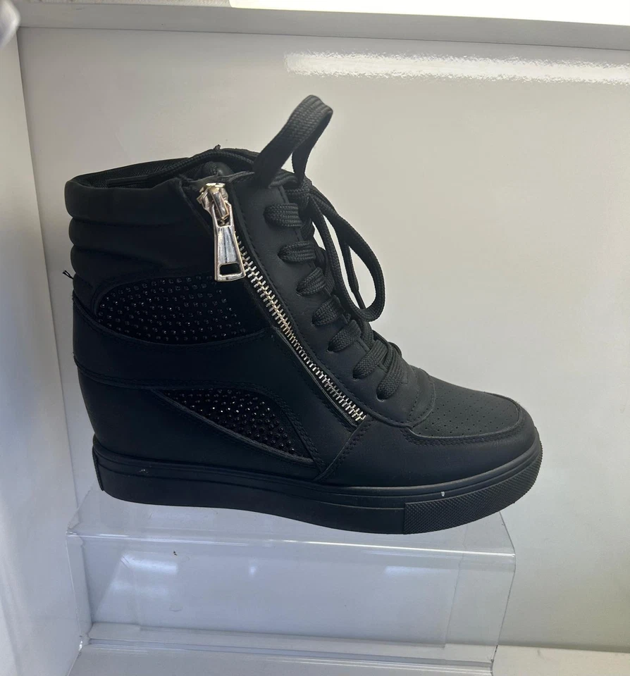 WOMENS LADIES LACE UP HI HIGH TOP PUMPS TRAINERS SNEAKERS SHOES ANKLE BOOTS SIZE - Image 4 of 4