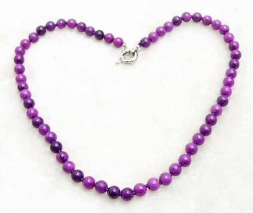 Collar redondo de piedra de sugilita púrpura natural de 6 mm para mujer gargantillas joyería de 17 - Imagen 3 de 5