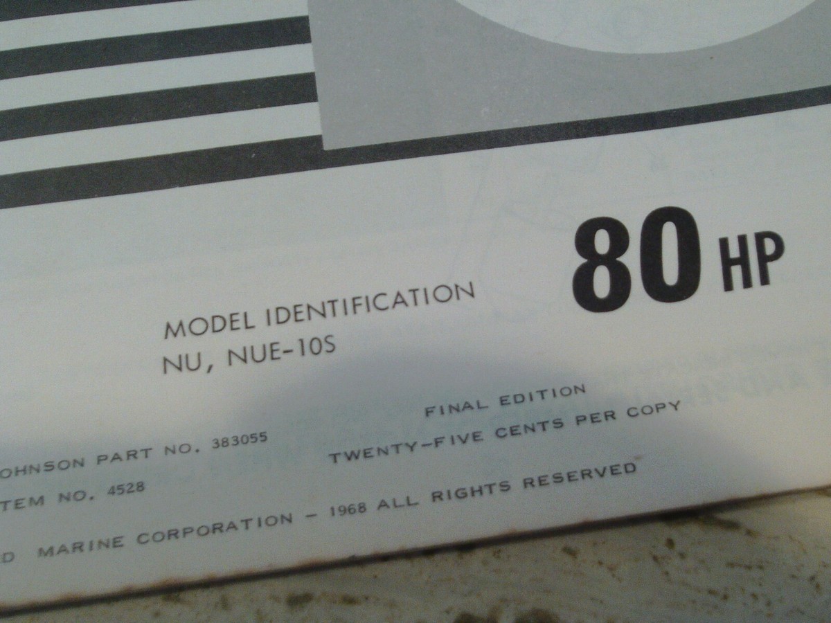 1968 Evinrude Johnson OMC Stern Drive 80 HP Parts Catalog Manual