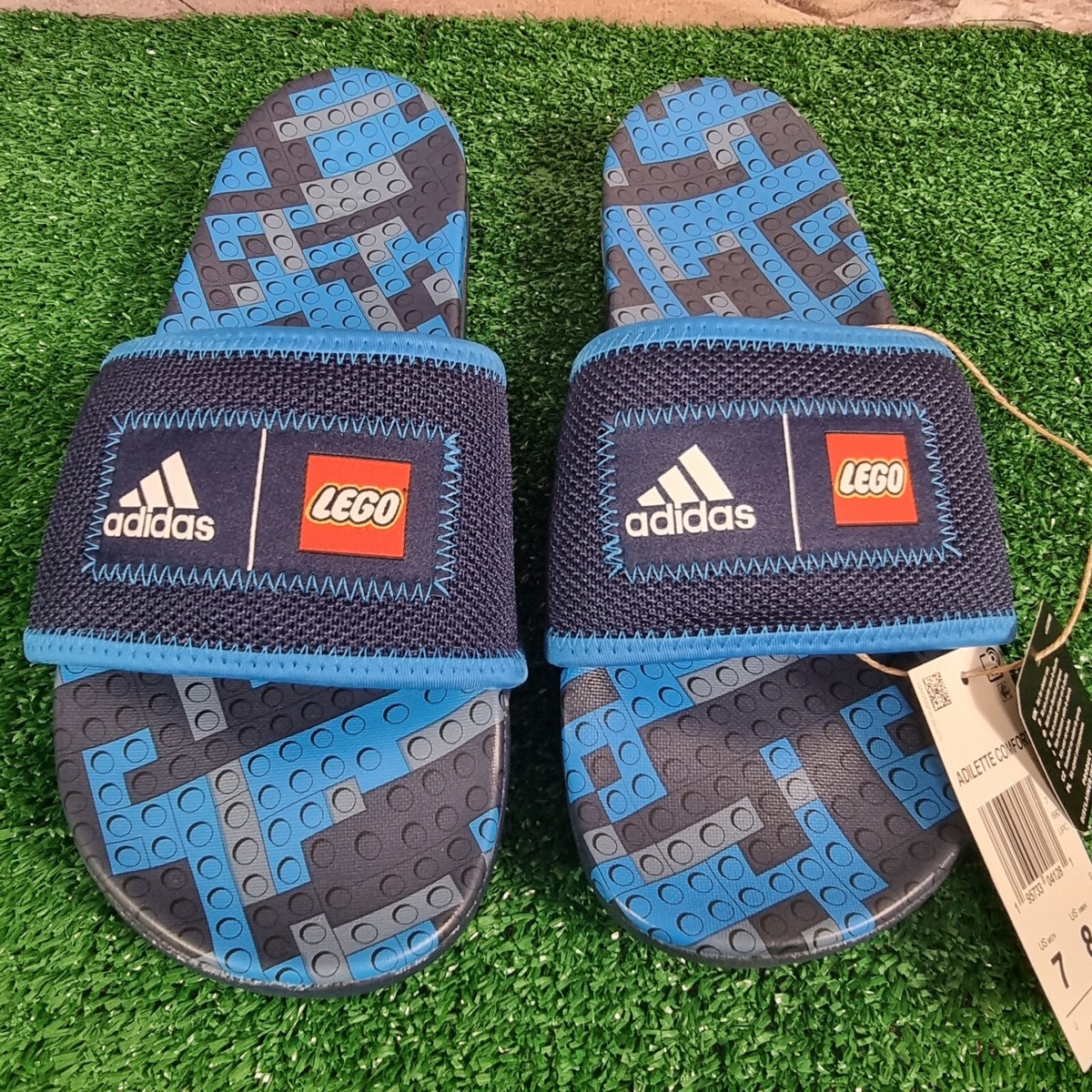 Adidas Adilette Comfort X Lego Slides Navy Blue Rush Men 7  display picture 1