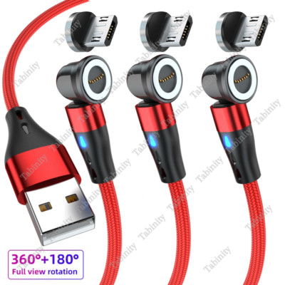 Magnetic USB Fast Charger Cable 540°Rotate Adapter Data Cord For Samsung Android