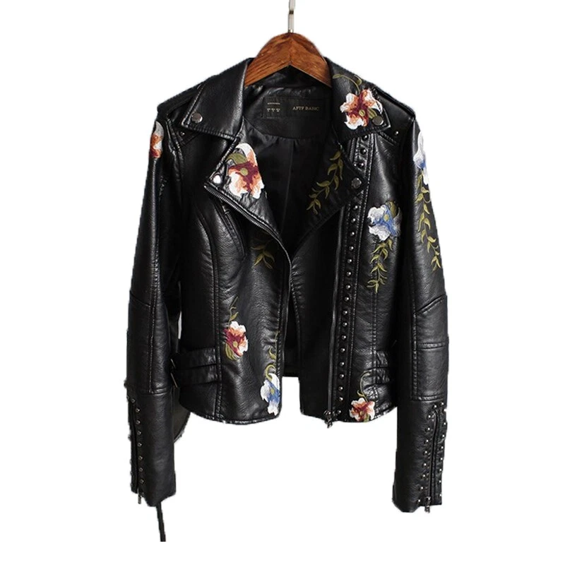 Floral print hotsell leather jacket