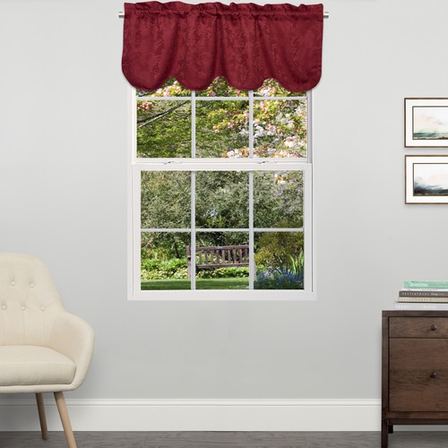 Flora Scrolling Leaf Jacquard Scalloped Window Curtain Valance 18"x52" - 第 16/18 張圖片