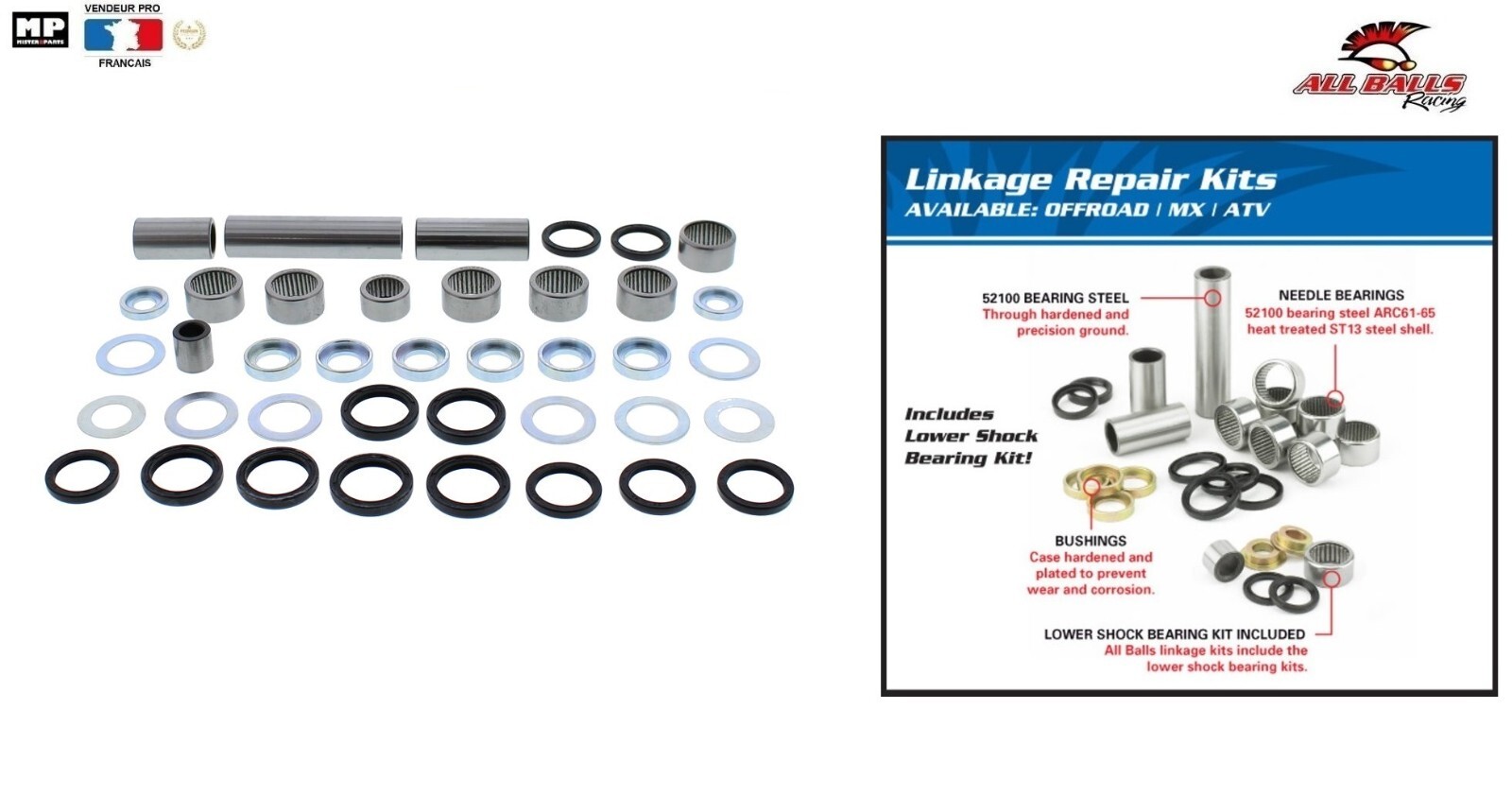 Kit roulements biellette Suzuki RMZ 250 19-22 haute résistance avec joints double lèvre