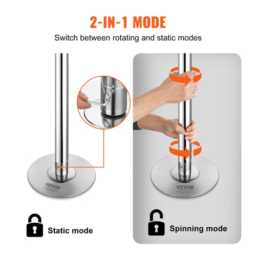 VEVOR Professional Spinning Static Dancing Pole Portable Removable Fitness Kit - Picture 3 of 12
