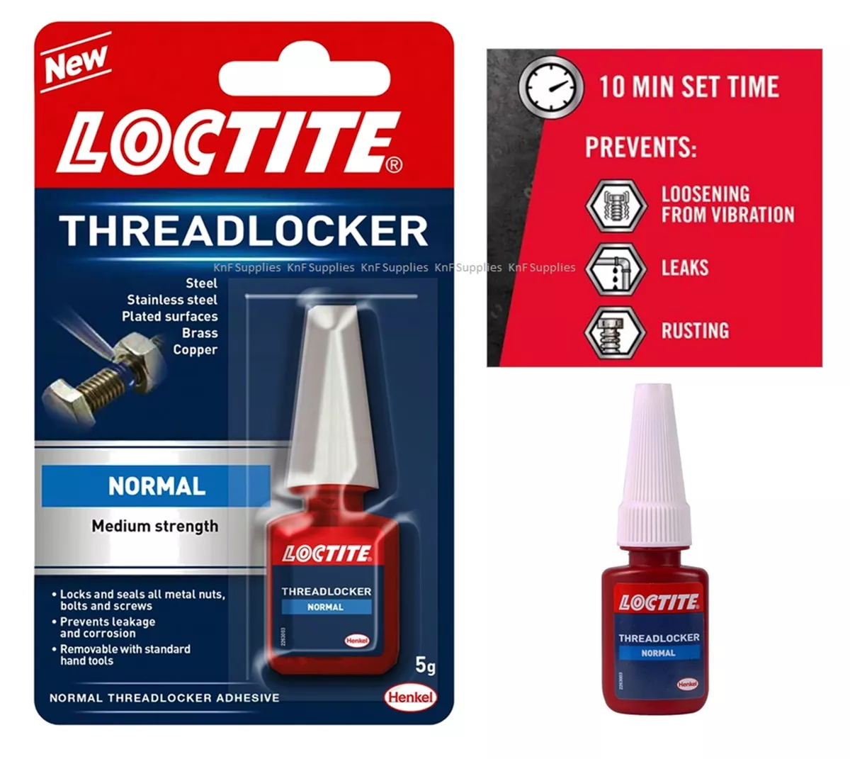 LOCTITE Threadlocker Medium Fast Acting Nut & Bolt Thread Lock Sealant  Adhesive 5010305059226