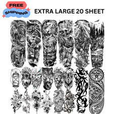 Temporary Tattoos 20 Sheets Extra Large Full Arm Sleeve Waterproof Fake Tattoo