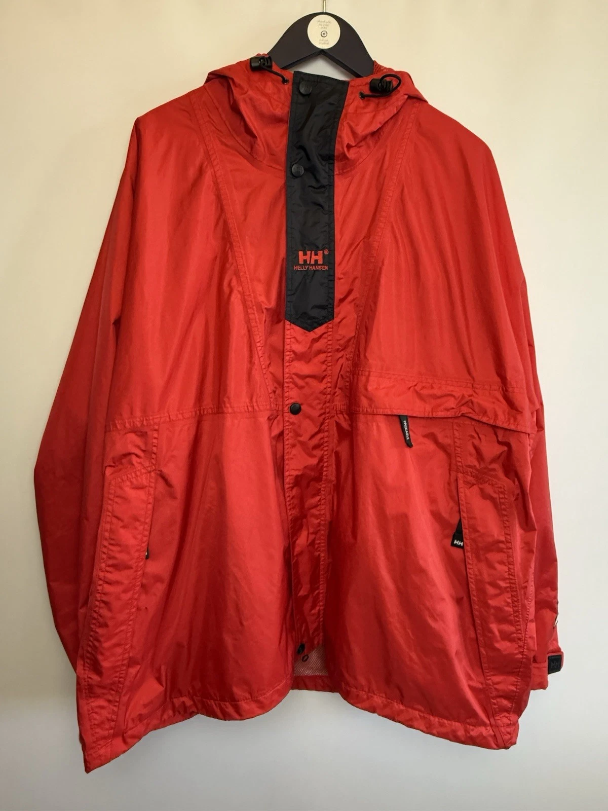 Helly Hansen Jacket Mens Red Pac A Mac Shell Rain Anorak Festival XL Oversized