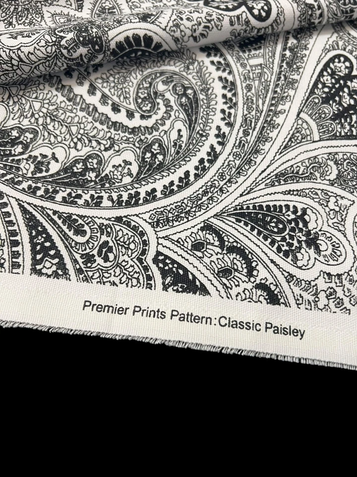 Ткань Premier Print класса пейсли утка 4,25 ярда плюс дополнительный черный белый серый - Изображение 2 из 4