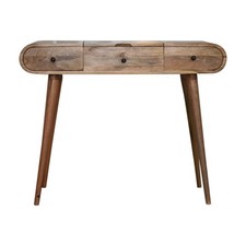 Oak-ish Round Dressing Table with Mirror