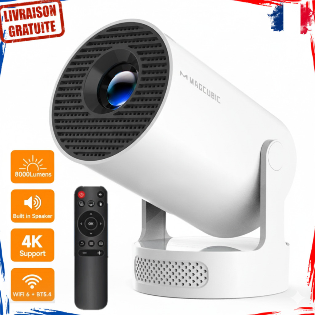 Vidéoprojecteur 4K HY300Pro+ avec WiFi6 et son HiFi 5W pour une netteté absolue