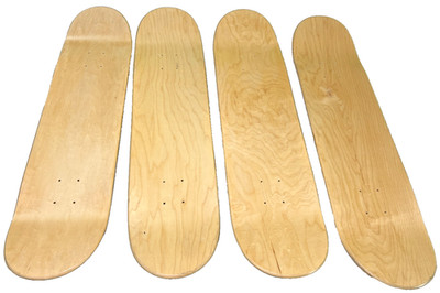 Set of 4: Blank Skateboard Decks 31.25'' x 7.75'' Maple Laminted Wood UNUSED