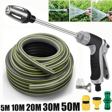 20M 30M 50M Garden Hose Pipe Reinforced PVC Watering Hosepipe Reel & Spray Gun