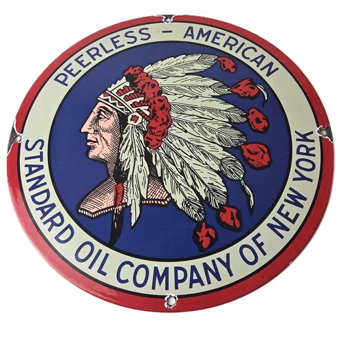 Vintage Peerless American Sign - Porcelain Standard Oil NY Advertising Gas Sign