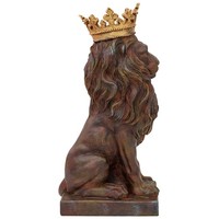 Skulptur LöWe Mit Krone Figur Statue Raubkatze Kunststein Antik-Stil 57Cm