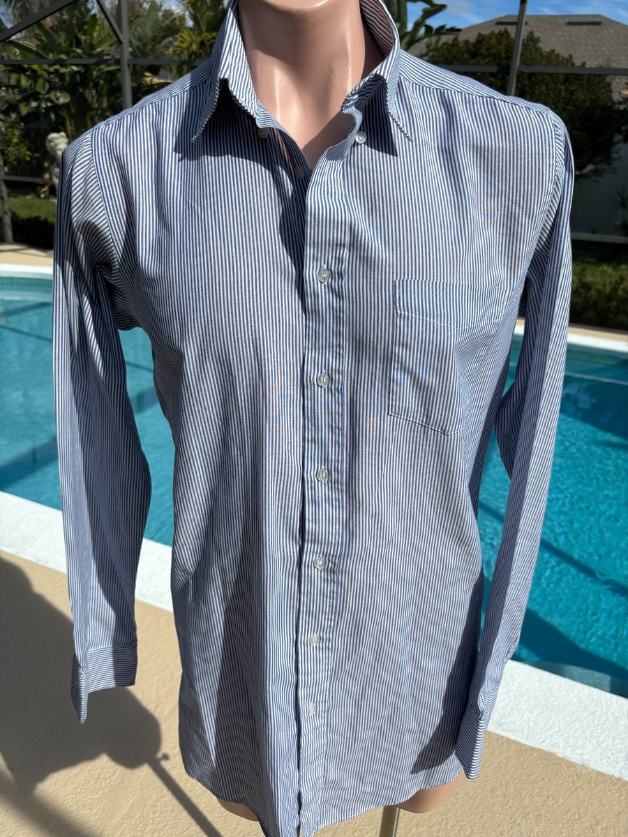 Vintage Lanvin Paris Blue Striped Long Sleeve Shirt Mens Vintage Lanvin Paris Blue Striped Long Sleeve Shirt Mens