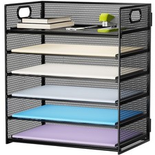 Marbrasse 6 Tier Paper Organizer Letter Tray - Mesh Desk File Organizer with Han