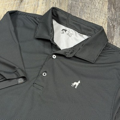 Storm Creek Great Dane Trailers Golf Polo Shirt Mens XL Black Gray Striped