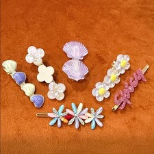 Colorful Floral and Shell Hair Clips Set