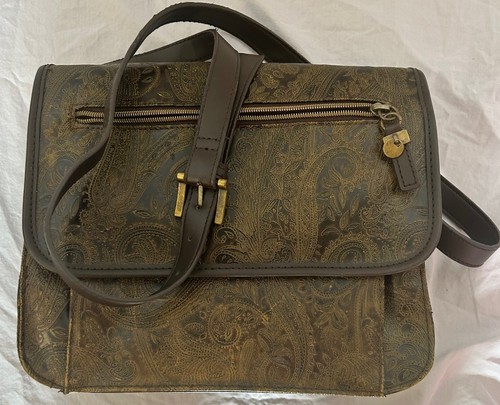 Fossil Relic Vintage Adjustable Crossbody Brown Paisley Embossed