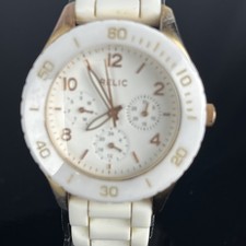 RELIC Women's Watch ZR15652 St. Steel Rose Gold Case White Dial Bezel New Batt