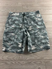 Simms Men Shorts 32 Swim Trunks Solarflex Camo Fishing Board Unlined