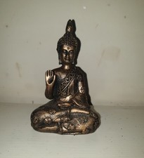 Beautifully Detailed Bronze Coloured Sitting Buddha Figurine. 11cm tall.