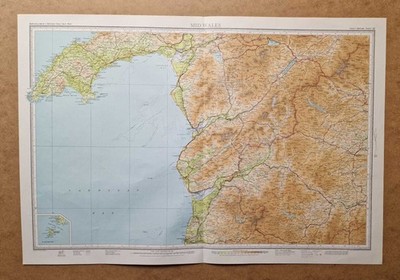 BARTHOLOMEW Revised Half-Inch Large Scale Regional Map of Mid Wales (1950)