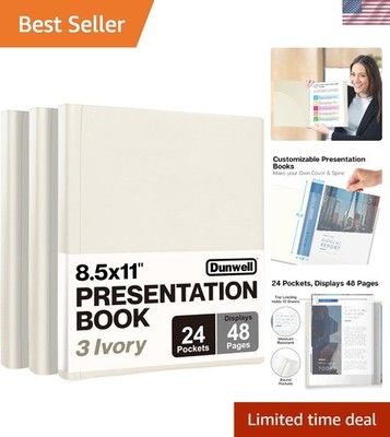 Customizable 3-Pack Ivory Presentation Binder, 24 Pockets for Documents & Photos