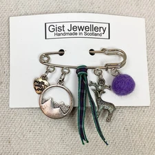 Scotland Brooch Pin by Gist Jewellery Handmade In Scotland Stag Love Purple Wool