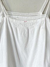 Antique French White Cotton Chemise c1900 Monogrammed LF Crochet Straps Vintage