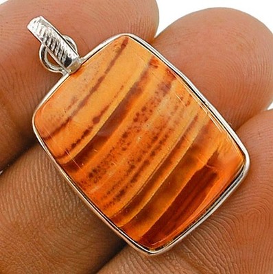 Natürlicher gestreifter Feuerstein Ohio 925 massiv Sterlingsilber Anhänger 